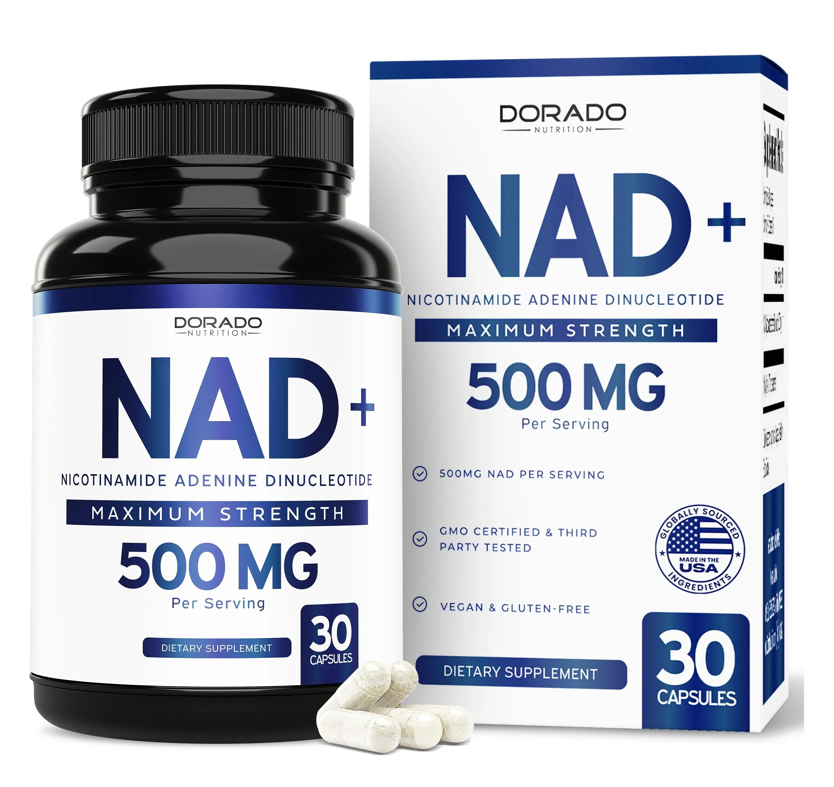 NAD Supplement - Supplement for Skin Aging, Energy and Focus Support- (500mg of 95% Pure NAD+ Per Serving, 30 Day Supply) - NAD Booster Similar to Nicotinamide Riboside - 30 Capsules - Healthcare Vitamin