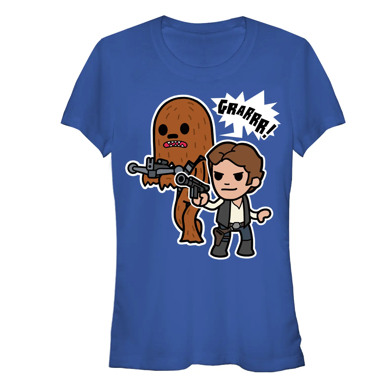 Juniors Womens Star Wars Han Solo and Chewbacca T-Shirt