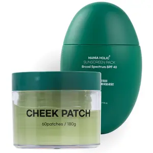 MANIA HOLIC Cheek Patch and Sunscreen Bundle, Hydrating and Cooling Korean Sun Care Set