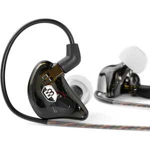 Bsinger PRO in-Ear Monitors Hybrid Dynamic  Drivers Two Detachable MMCX Cables Musicians in-Ear Earbuds Headphones (Black)