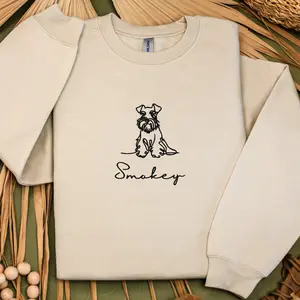 Personalized Schnauzer Embroidered Sweatshirt - Minimalist Dog Art