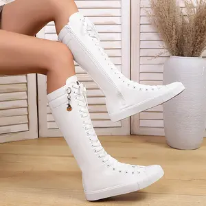 2026 Women's fashionable flat-soled knee-high boots with inner zipper, lightweight sneakers with Halloween-themed decorative pendants for girls and students, suitable for parties and daily wear, available in sizes 34-43 new style casual comfortable boot w