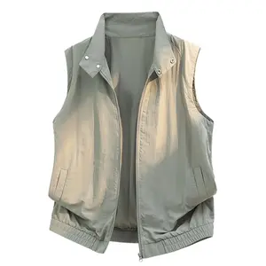 Men’s summer lightweight breathable work vest — stand collar, zipper, loose fit, sleeveless outerwear; casual and versatile for outdoor wear #Summervibes