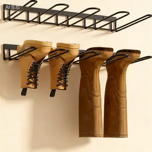 Wall Mounted Boot Organizer, 4 Pair Shoe Rack for Entryway Garage, Metal Boot and Shoe Hanger, Space Saving Boot Storage, Durable Boot Tray for Tall Boots Cowboy Shoes, 2 Pack
