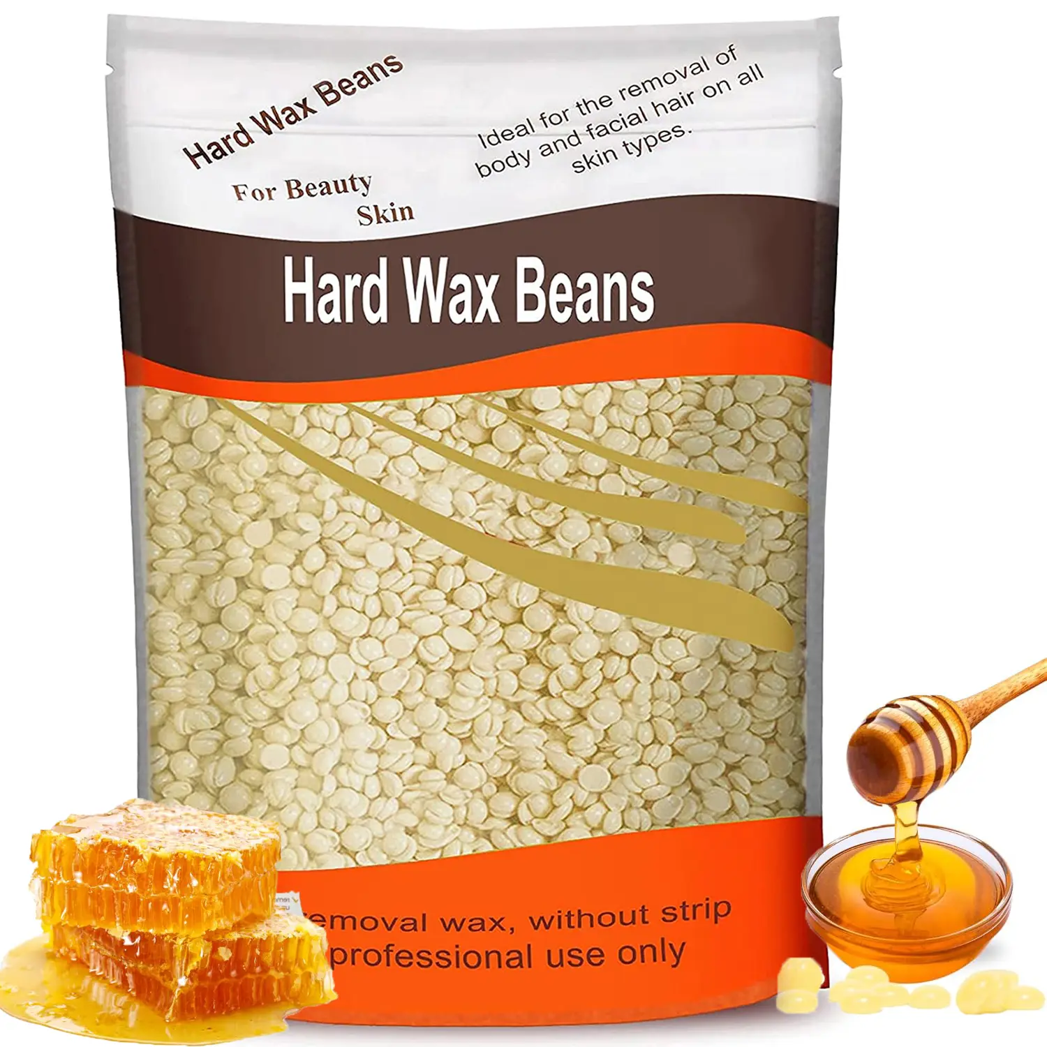 Bikini Star Hard Wax Beads – Up to 2lb Sensitive Skin Honey Scented Formula for Brazilian, Face, Legs, Underarms, Bikini – Gentle At-Home Wax for Coarse Hair Removal Waxing