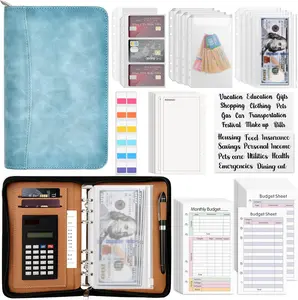 Cash Envelopes for Budgeting, Budget Binder with Planner, Zipper Envelopes, A6 Binder& Calculator, Money Organizer for Cash and Card, Cash Stuffing Envelopes Binder for Office School Home Shopping