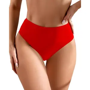 Women's Sexy High Waisted Ruched Back Cheeky Thong Bikini Swimsuit Bathing Suit Bottoms