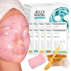 BRÜUN Peel-Off Jelly Mask Premium Modeling “Rubber Mask” Spa Set – 10 Treatments (24K Gold, Lavender, Kiwi, Peppermint, Egyptian Rose, Matcha, Chamomile, Tea Tree, Jasmine) collagen