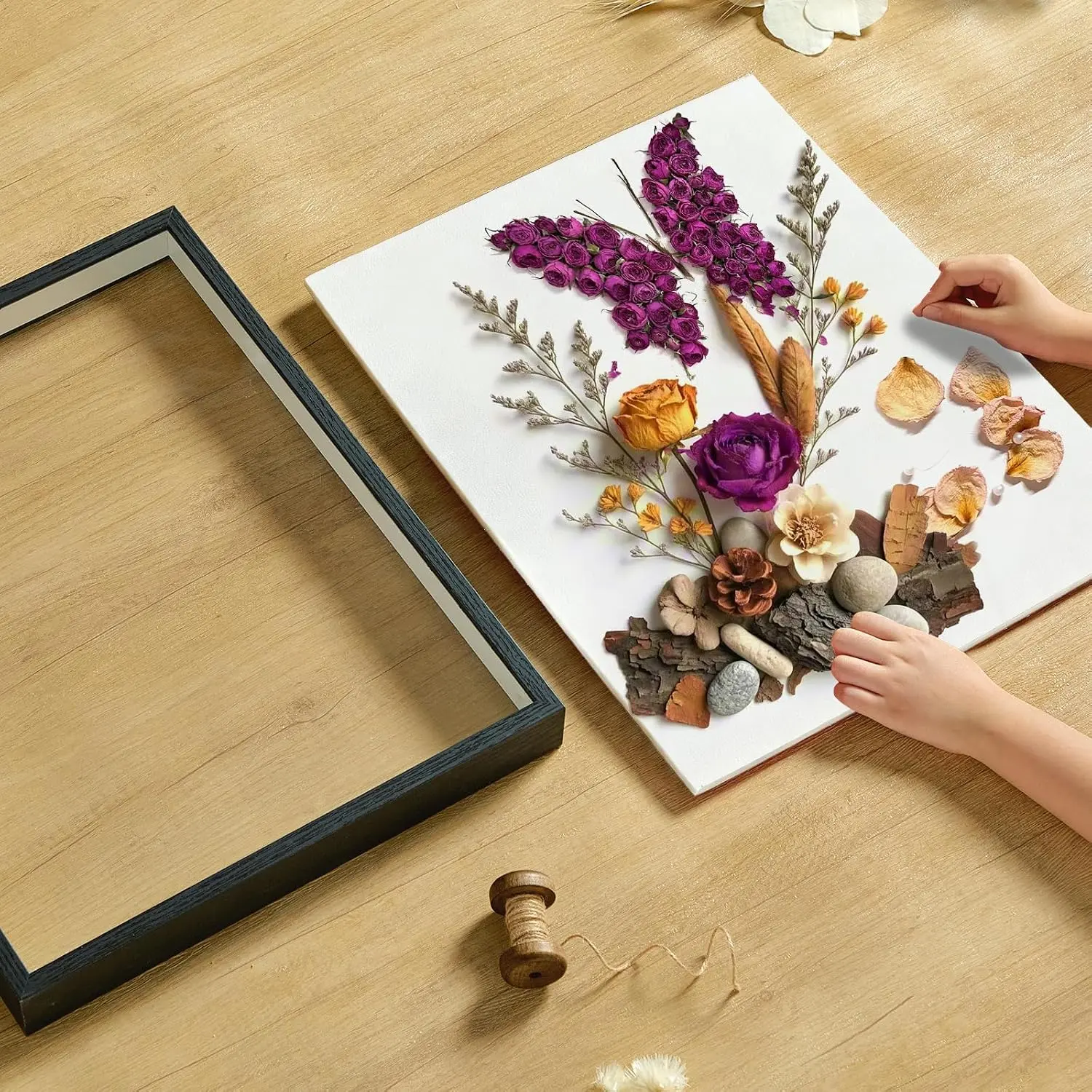 18x24 Large Shadow Box Frame with Thick Acrylic Panel & Pins, Linen Back, 1.7" Deep Black, for Tabletop or Wall Display, Jerseys, Weddings & Keepsakes