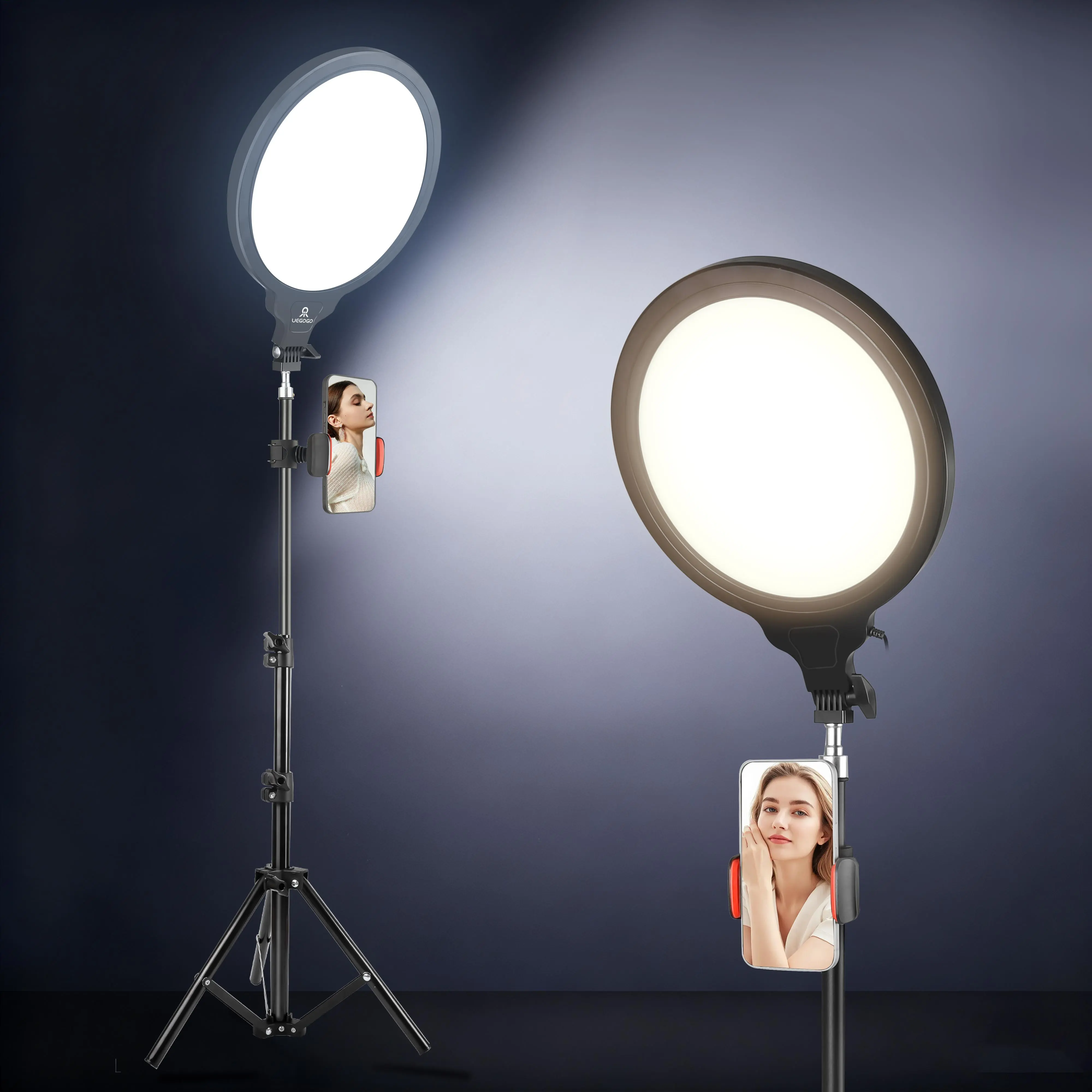 10.0 Inch USB Powered LED Ring  light tripod , 3000K-6000K, CRI>95, 10W, Portable Desktop Light with Retractable flexible Phone Holder for Video Conferencing multipurpose tripod selfie stand content creation