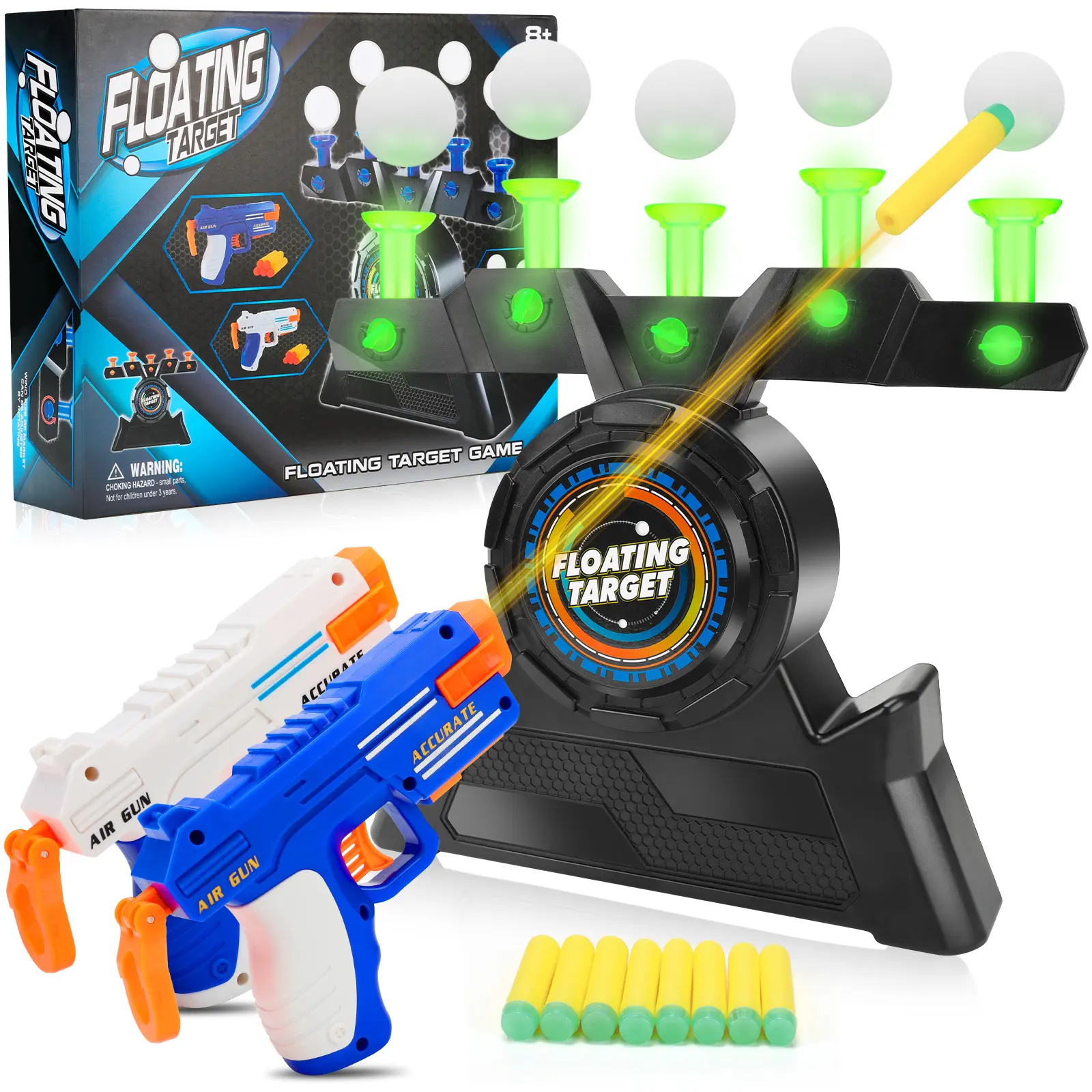 2026 New Shooting Games Toy, Hover Shot Shooting Toy for Indoor Play - Glow in The Dark Floating Ball Target with Foam Dart Toy Gun, 10 Balls/5 Targets - Birthday Gifts Ideal Gift