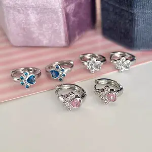 Female Diamond Studded Love Cat Foot Earrings cute unique moissanite earrings y2kaccessories jewelrystack