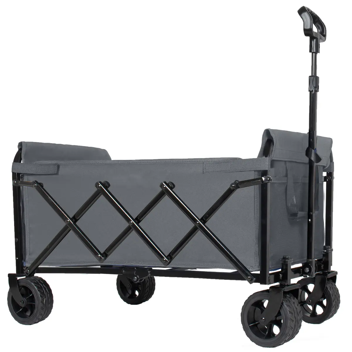 Wonderfold Wagons Rectangular Stainless Steel Foldable Utility Wagon - 5x2" Wide Wheels, Expandable Dual-Layer (100% Extra Space), 220lbs Capacity, 13.11lbs, 29.00in Length, 17.75x6.5x12in, 18.00in Width, Travel Shopping Gardening Hauling Cart, Gray, Outd