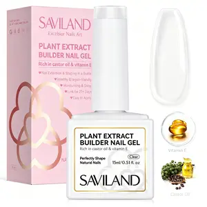 SAVILAND 15ml Clear Builder Nail Gel – Bottle Gel for Nail Extensions, Hard Gel Strengthener Enriched with Castor Oil & Vitamin E for Repairing and Reinforcing Damaged Nails, Ideal for Nail Art
