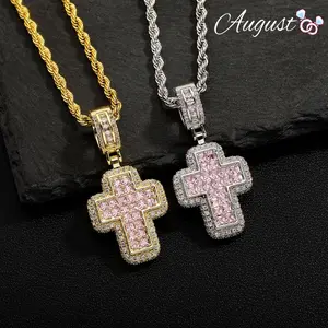 Hip-hop style cross necklace + twist chain cubic zirconia men's/women's couple jewelry gift