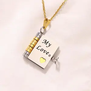 My Love Book Necklace for Her – Flip Page Pendant with Romantic Love Quotes, The Person I Love Message Jewelry, Heart Locket Style Necklace, Anniversary Valentine’s Day or Birthday Gift for Girlfriend or Wife