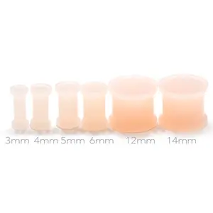 Double Flare Flesh Peach Silicone Plug Ear Tunnel 8 to 7/8 Gauge - Set Color Comfort