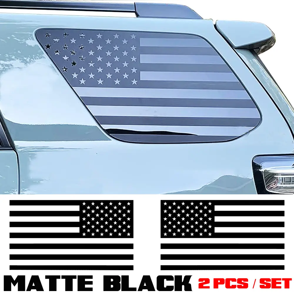 2-Pcs USA Flag Automotive Waterproof Vinyl Stickers, Trim-to-Fit Long Wearing Window Decor for Toyota 4Runner 4th-5th Gen Rear Side Windows, Car Exterior Sticker Deco Accessories