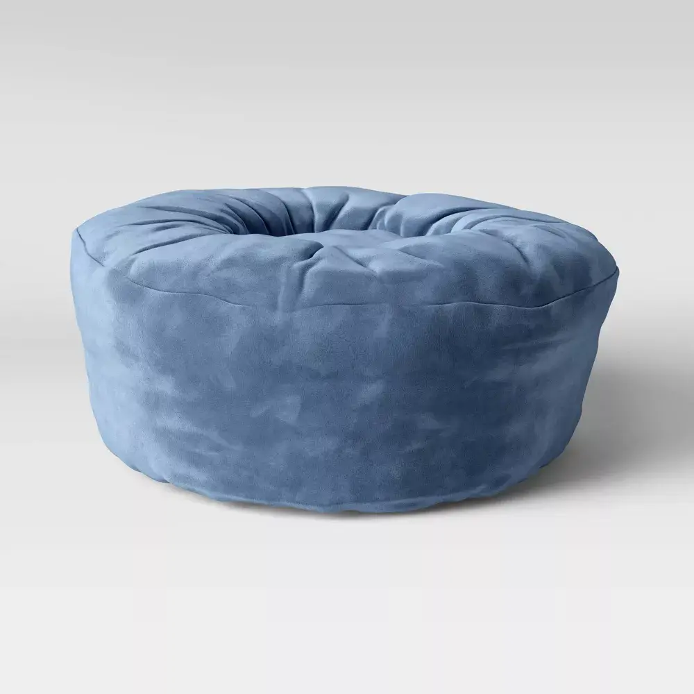Pillowfort Velvet Round Cocoon Shape Kids' Sensory Friendly Bean Bag Chair - Blue Indoor Furniture Seating with Machine Washable Cover