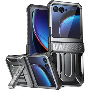 Spartan Case for Motorola  Razr + Plus 2023,[Kickstand][Hinge Protection], Full- Shockproof Cover with Kickstand, Metallic  Metal