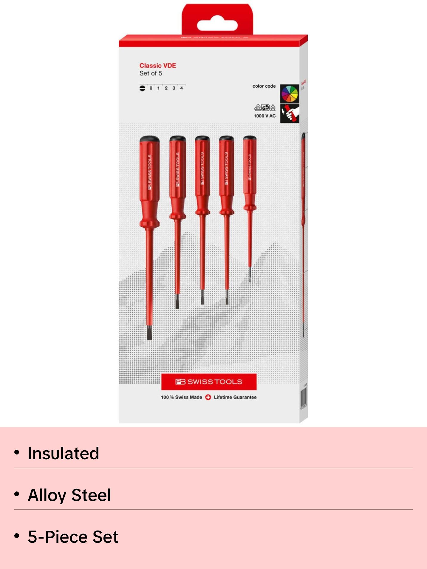 PB Swiss Tools PB 5538 Classic VDE Screwdriver Set, Slim, 5pcs