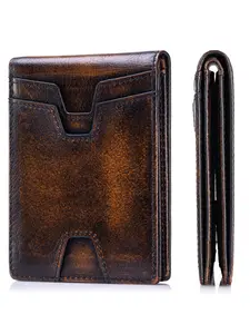 Front Pocket Wallet for Men Slim Lightweight RFID Blocking Genuine Leather Durable Wallet Bifold Wallets Thin Wallet with 10 Card Slots