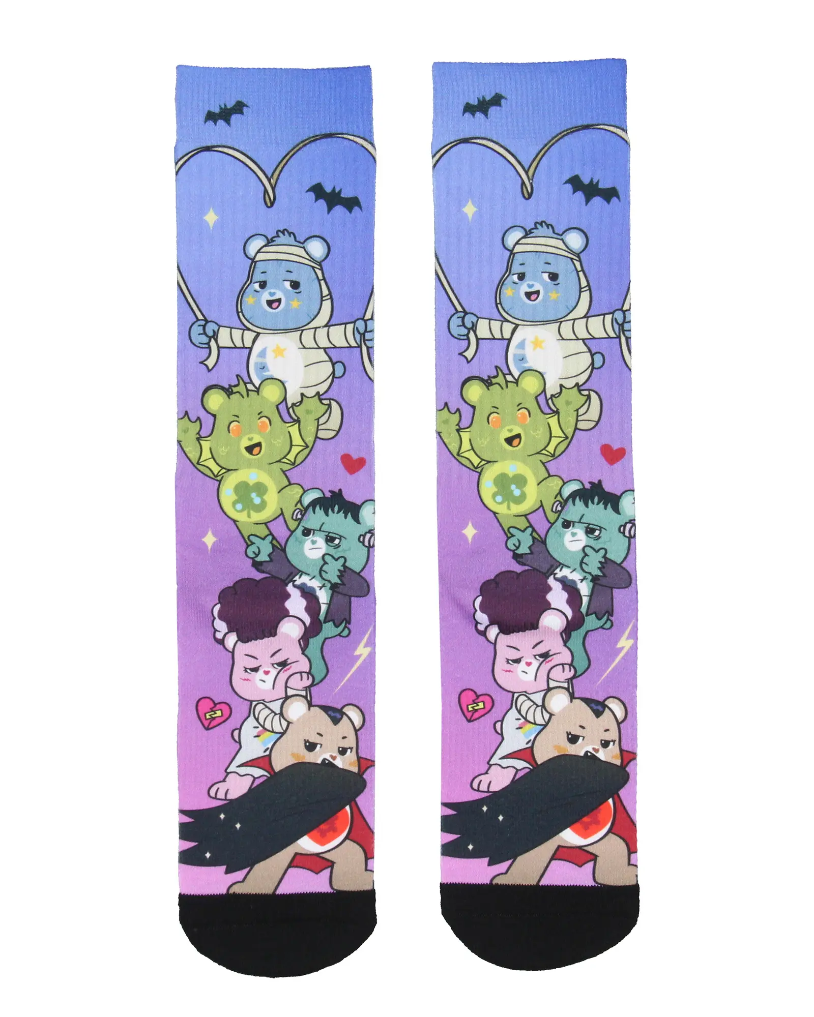 Care Bears X Universal Monsters Socks Men's Horror Film Characters Design Sublimated Adult Mid-Calf Crew Socks