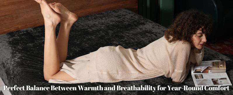 PHF 100% Cotton Weave Waffle Blanket & PHF Truly Velvet Fitted Sheet, Bedding Set for Winter PHF 100% Cotton Weave Waffle Blanket & PHF Truly Velvet Fitted Sheet, Bedding Set for Winter