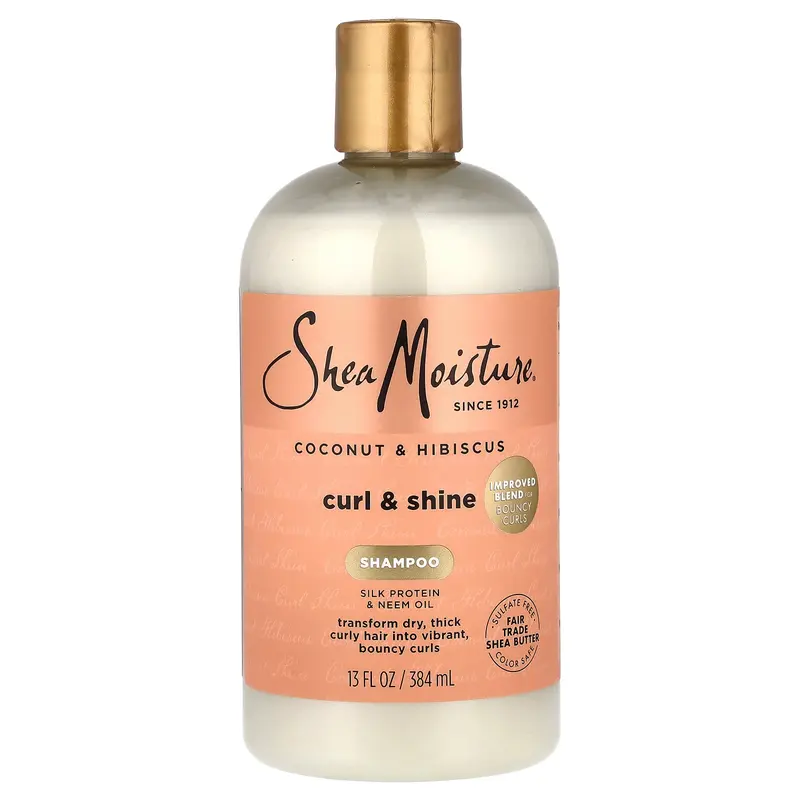 SheaMoisture Curl & Shine Shampoo, Coconut & Hibiscus, Thick, Curly Hair, 13 fl oz (384 ml)