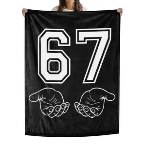 Six Seven 6 7 Meme Blanket 6 7 Funny Trendy 67 Trend Meme Blankets Throw Blankets 100% Polyester Ultra Soft Fleece Vibrant Fade Resistant Colors Machine Washable