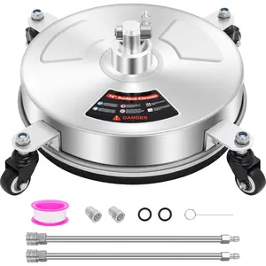 14"  Washer Surface Cleaner with 4 Wheels, 1/4" Quick Plug, Stainless Steel Housing, 4000 PSI,  Washer Surface Cleaner Attachment for Patio, Courtyard, Concrete, Sidewalks