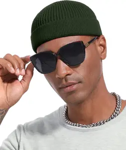 Short Fisherman Beanie for Men Women,  Knit Cuff Warm Winter Hats, Trawler Beanie Watch Caps Soft Skullcap