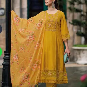 3 piece Pakistani silk kurti set Floral