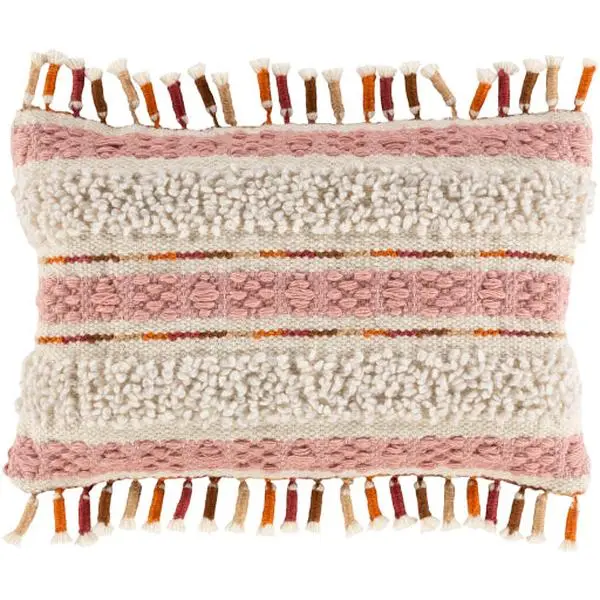 Amaretta Lumbar Pillow, Tan, Burnt Orange, Burgundy, Brown, White, Rose, Cream