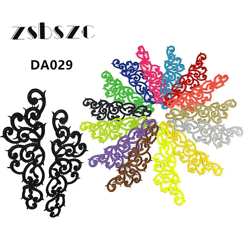 zsbszc 5 pairs newstyle Lace Appliques Embroidery Patch 21x7cm sew on danceclothing Apparel Trims Diy Cosplay customize DA029