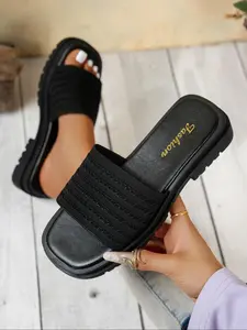 Women's new fashion wide-fit flat sandals, open-toe casual comfortable versatile shoes, suitable for women with wide feet, comfortable and stylish thick-soled summer slippers, a must-have for everyday casual wear, Casual Summer Footwear, Rubber