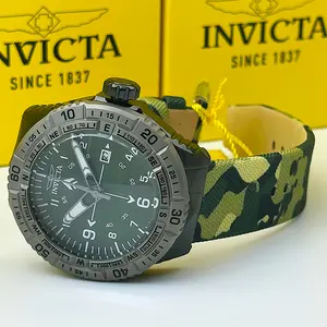 Invicta Tactical Style Watch for Men – Green Dial, Camouflage Strap, Sport Outdoor Look