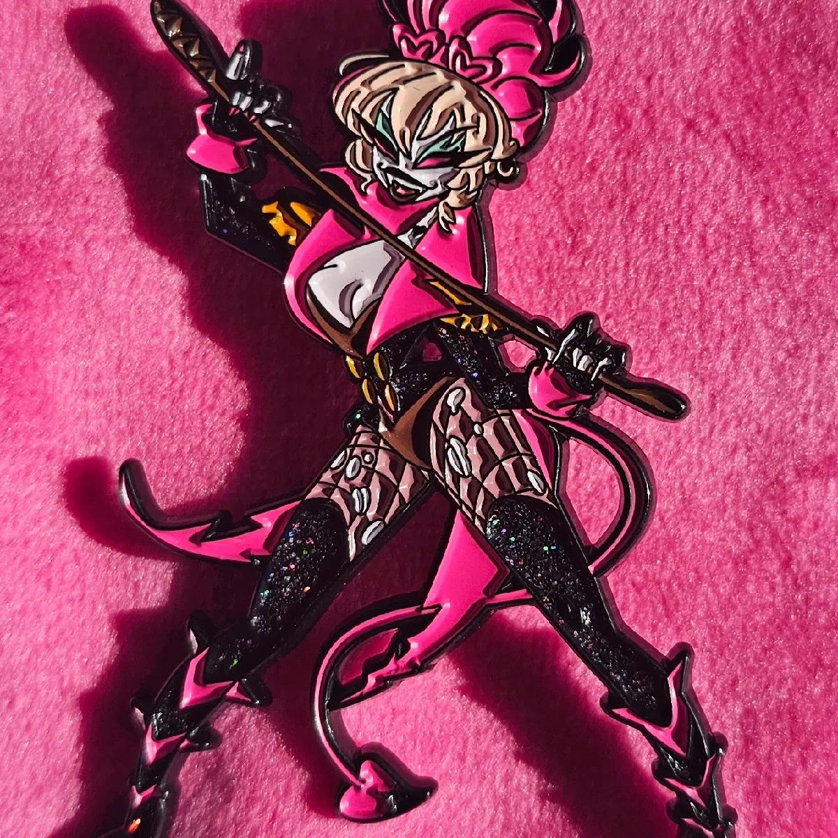 B GRADE Glitter Enamel Clown Ringleader Pin 2.5" with Glitter Finish