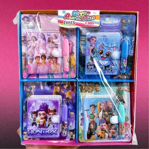 Mini Lined Notebook Set with Pen, Button Pocket, High Aesthetic Stationery, Hunter Girl Team Diary Book, Word Notebooks