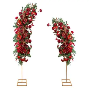 Set of 2 Gold Metal Wedding Arch Rack Flowers Frame Stand Party Backdrop Decor