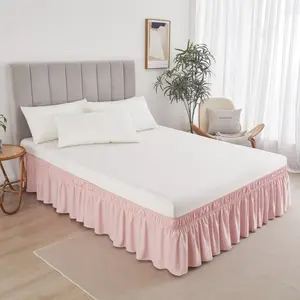 Adjustable Bed Skirt, Peach Dual Elastic, Simple and Elegant, Easy Installation, Suitable for Hotel Bedroom, All Seasons Use