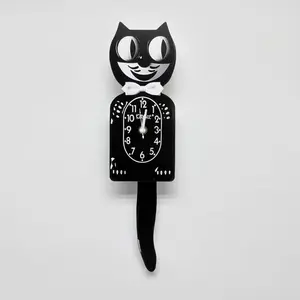 2D Flat, Limited Edition Classic Black Female Cat Wall Clock with Wagging Tail - 2D Flat Hanging Kitten Clock Suitable for,,, Durable Acrylic Timepiece for Christmas, Gifts for Cat Lovers, 2D Flat
