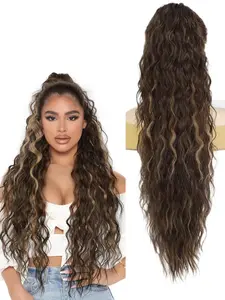 28 Inch Long Wave Hair Extensions, Clip-In Ponytail, Claw Clamp Hair Extensions, Heat Resistant Fiber Synthetic Hair, Wavy Synthetic Hairpiece, Wavy Hairpieces, Suitable for Women Daily Use
