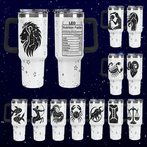 Constellation Pattern Tumbler, 1 Count 40oz/1100ml Portable Stainless Steel Double Wall Vacuum Insulated Tumbler, Vacuum Insulated Flask, Zodiac Gifts for Women and Men, Drinkware, Mother's Day Gifts, Tumbler with Handle