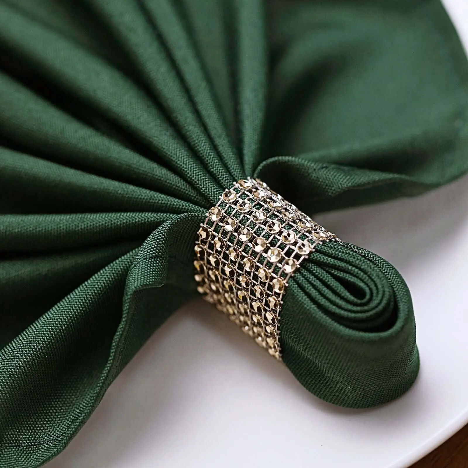 10-Pack Decorative Antique Gold Rhinestone Napkin Rings with Velcro Brooch Buckle - Stylish Tableware Accessory for Event, Happy Birthday Celebrations, Chair Sashes