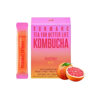 SUNMANG Grapefruit Kombucha 10 Packets - 0g Sugar & 15 Calories - 19 Probiotic Strains & Vitamin C - Refreshing Sparkling Drink Mix for Digestive Support - Perfect K-Food Pairing (Grapefruit)