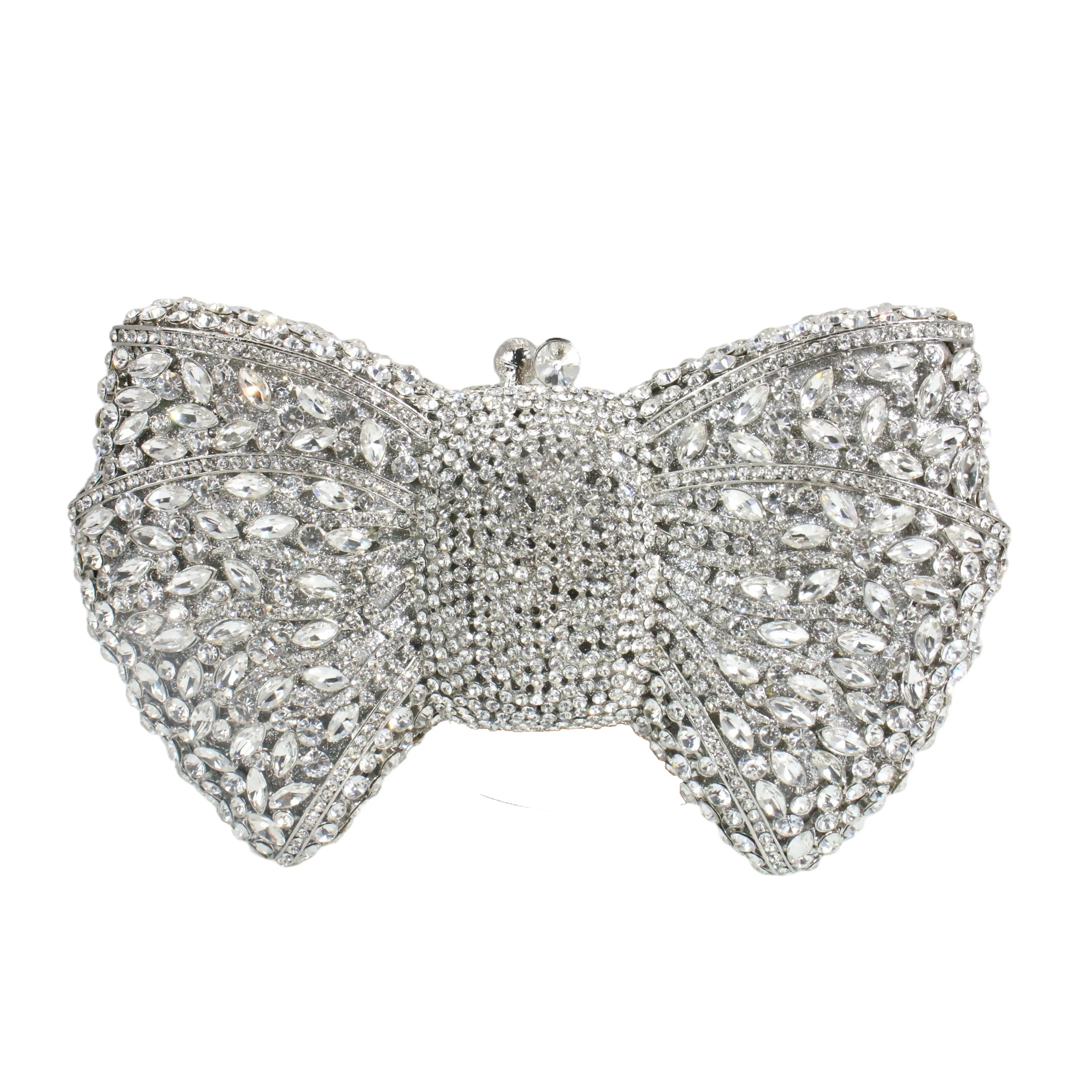 PSBIYUS Luxury Bow Shaped Evening Clutch Sparkling Rhinestone Purse for Party Cocktail Wedding Banquet