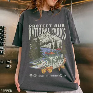 90s National Parks Unisex T shirt Granola Girl Shirt Respect the Local Wildlife Tee Hiking Camping Clothes Wanderlust Shirt, Crewneck, Cotton