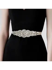 European and American wedding dress accessories, hand-beaded vintage waist sash, women's fashionable versatile waist ornament, rhinestone and pearl bride's belt