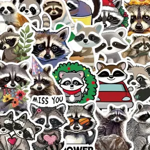 50 Pack of Raccoon Funny Animal Stickers and Decals. Waterproof, No Duplicates